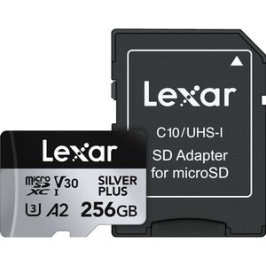 Lexar - microSDXC Silver Plus - Geheugenkaart - 256GB - Lezen 205MB/s - Schrijven 150MB/s - V30