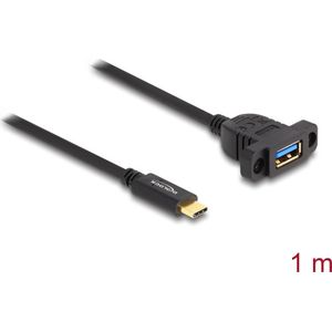 Delock SuperSpeed USB 10 Gbps 1m voor installatie zwart (1 m, USB 3.1), USB-kabel