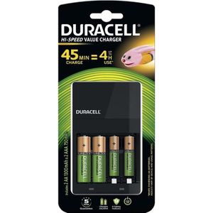Duracell CEF14 + aku 2+2 (4 Pcs., AA, 750 mAh, Lader zonder batterij), Acculader