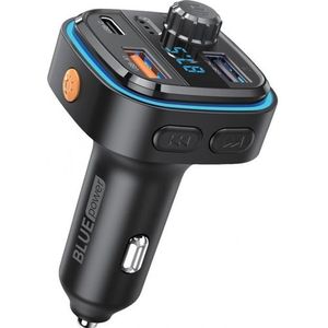Blue Power BT FM-zender en autolader BPBCC08, 2 x USB-A - 1 x USB-C - 1 x microSD, zwart, Auto-adapter