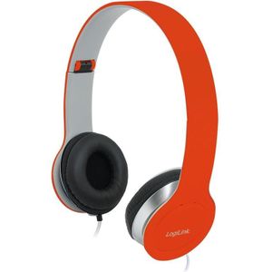 LogiLink Glimlach Stereo Hoofdtelefoon (Bedraad), Koptelefoon, Rood