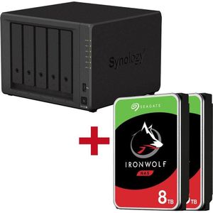 Synology DiskStation DS1522+ 5-bay NAS-server lege behuizing + 2x Seagate Ironwolf SATA 3,5"" HDD (2 x 8 TB, Seagate Ironwolf), Netwerkopslag, Zwart