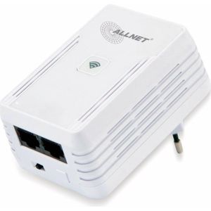 Allnet Powerline 500Mbit Ethernet Brug + 300Mbit Wifi AP - ALL1682511v2 (500 Mbit/s), Powerline, Wit