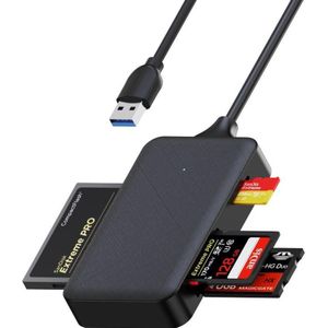 PowerGuard 4-in-1 USB 3.0 Cardreader CompactFlash SD MicroSD MS, Geheugenkaartlezer, Zwart
