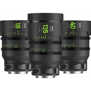 Nisi ATHENA PRIME Filmlenzenset met volledig frame - 18mm T2.2, 40mm T1.9, 135mm T2.2 + harde behuizing (Volledig formaat), Objectief