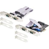 Seriële PCI-Express Kaart - 4 Poorten - DB9 - RS-232/RS-422/RS-485 - Met DIP-Schakelaars
