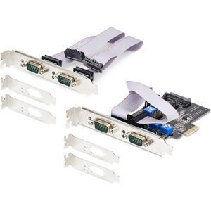 Seriële PCI-Express Kaart - 4 Poorten - DB9 - RS-232/RS-422/RS-485 - Met DIP-Schakelaars