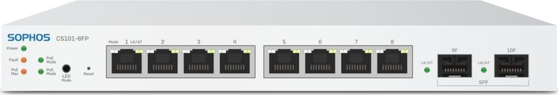 Sophos cs101-8fp switch - 8 poorten met volledige poe - eu netsnoer (10 Havens), Netwerkschakelaar, Zilver