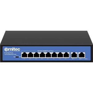 Ernitec - Onbeheerd Intelligent 8 - Netwerkschakelaar - Zwart - 8 Gigabit PoE-poorten