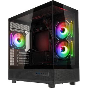GSI - SmartAssembly ARGB Glass - Micro-ATX Behuizing - Zwart - 650W Bronze