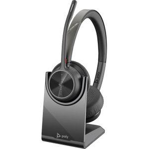 Poly Voyager 4320 MS (Draadloze, USB-A), Kantoorheadset, Zwart