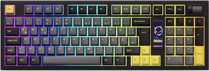 Akko 5098B Plus mit Bildschirm (DE, Draadloze), Toetsenbord, Zwart, Goud