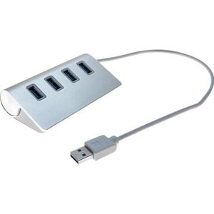 Exertis Connect USB 3.0 Hub 4 poorten 021312 (USB-A, 4 Havens), Docking station + USB-hub, Grijs