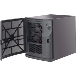 Supermicro - CSE-721TQ-350B2 - PC-behuizing - Zwart - Mini-ITX, 350 W 80PLUS Gold voeding, 4x 3,5-inch hot-swap schachten
