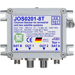 Jultec GmbH Conversieset met enkele kabel voor 2 SAT JOS0201-8T en terrestrische 2xglasvezel FC/PC 8xRec. (Antennekabel), Antennekabel