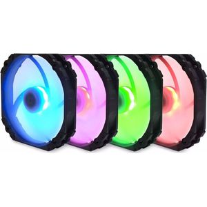Scythe PC-ventilator Kaze Flex 140 Rond RGB PWM (140 mm, 1 x), PC ventilator, Zwart