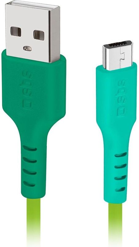 SBS Pop Line USB Datakabel met Micro USB Aansluiting 1 m groen (1 m, USB 2.0), USB-kabel
