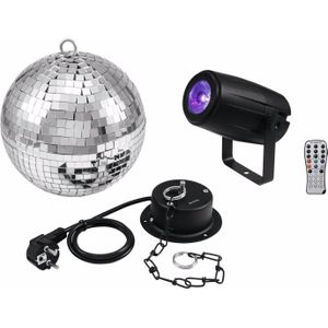 Eurolite Set spiegelbol 20cm met motor + LED PST-5 QCL Spot sw, Spiegelbol