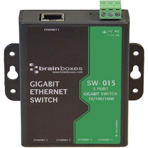 Brainboxes Compacte 5-poorts Gigabit (5 ports), Netwerkschakelaar, Zwart, Groen