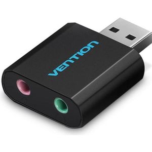 USB externe geluidskaart naar 3.5mm audio microfoon AUX adapter - Zwart