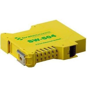 Brainboxes Industriële 4-poorts schakelaar (4 ports), Netwerkschakelaar, Geel