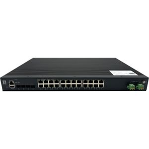 LevelOne Switch 24x GE IXP-2871 L2+ Managed 19" 370W 4xPoE, Netwerkschakelaar, Zwart