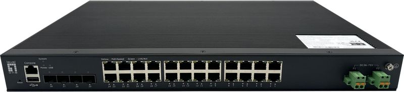 LevelOne Switch 24x GE IXP-2871 L2+ Managed 19" 370W 4xPoE, Netwerkschakelaar, Zwart