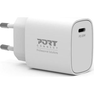 Port Designs PORT Connect - Strmforsyningsadapter - lomme - 20 Watt - 3 A - PD (24 pin USB-C) (20 W), USB-lader, Wit