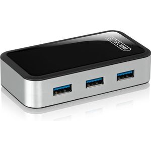 Sitecom Snelle oplaad USB 3.0 Hub 4 poorten, Docking station + USB-hub, Grijs, Zwart