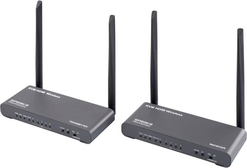 SpeaKa Professional - SP-HDE-620 - Draadloze HDMI-set - 100 m - 5 GHz - 3840 x 2160 Pixel