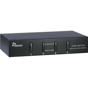 Intertech 4-poorts KVM-schakelaar, VGA USB, KVM schakelaars, Zwart
