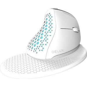Delux - Seeker M618XSD - Draadloze Ergonomische Muis - Wit - Oplaadbaar