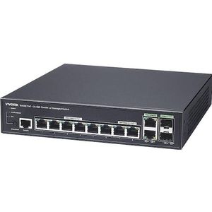 Vivotek AW-GEV-108A-130 Switch L2 man. 10-poorts PoE (10 ports), Netwerkschakelaar, Zwart