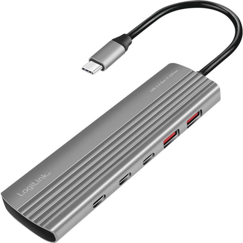 LogiLink UA0415 Hub - Space Grey - USB 3.2 Gen2 - 10 Poorten