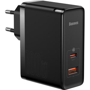Baseus 100W GaN5 Pro snellader (100 W, Stroomvoorziening 3.0, Snel opladen 4.0), USB-lader, Zwart