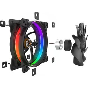 Pccooler Corona RGB 1 (120 mm, 1 x), PC ventilator, Zwart