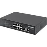 Intellinet 8-poorts Gigabit Ethernet PoE+ schakelaar met 2 RJ45 Gigabit Uplink poorten (10 Havens), Netwerkschakelaar