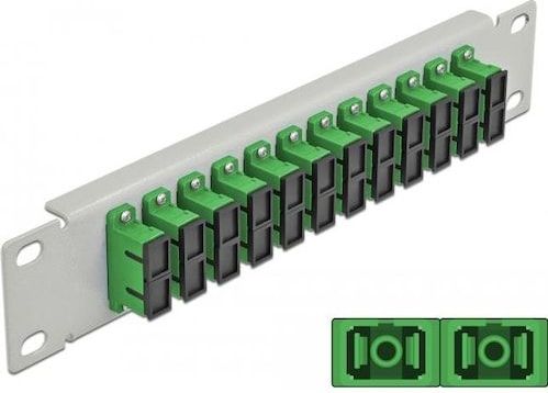 Delock 10? LWL Patchpanel 12 Poort SC Duplex groen 1 U grijs, Server accessoires, Grijs
