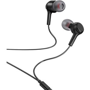 Hoco Wired headphones wire earphones Jack 3,5 mm with microphone M78 black (Bedraad), Koptelefoon, Zwart