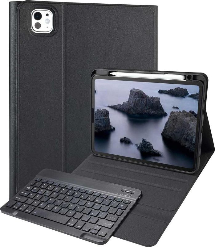 Accezz - QWERTZ Bluetooth Keyboard Bookcase - Zwart - Voor iPad Pro 11 (2024) M4