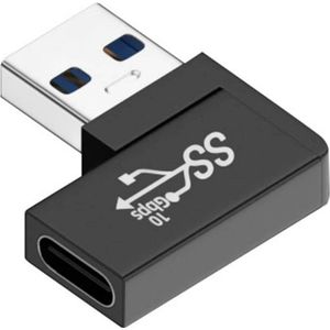 PowerGuard USB-A naar USB-C 90 graden hoek linkse adapter (mannelijk/vrouwelijk), USB-kabel