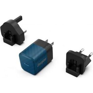 Energizer Power Delivery oplader - 20 W - EU/UK/US, blauw (20 W, GaN-technologie), USB-lader, Blauw