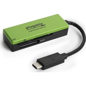 Plugable Technologies USBC-FLASH3 geheugenkaartlezer USB 3.2 Gen 1 (3.1 Gen 1) Type-C Zwart, Groen