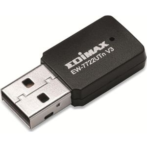 edimax WLAN-N USB-stick EW-7722UTN V3 (USB, WiFi), Netwerkadapter, Zwart