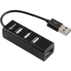 Sbox H-204 USB 4-poorts HUB zwart (USB-A, 4 ports), Docking station + USB-hub, Zwart
