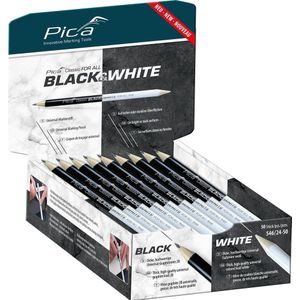 Pica, Potlood, Markeerstift Classic FOR ALL Zwart&Wit lengte 24 cm 2B aan beide zijden geslepen (2B, 50 x)