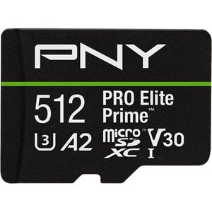 PNY - PRO Elite - microSDXC Flashgeheugenkaart - 512GB - tot 200 MB/s, Klasse 10, U3, V30, A2