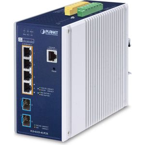 Planet IP30 DIN-rail Industrieel L3 (6 ports), Netwerkschakelaar, Blauw