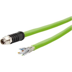 Metz Connect 142M7X10010 M12 netwerkkabel, patchkabel CAT 6a S/FTP 1m Groene PUR-mantel, zuurbestendig� (S/FTP, CAT6a, 1 m), Netwerkkabel