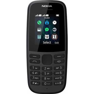 Nokia 105 4,5 cm (1.77"" ) 73,02 g Zwart Feature telefoon (0.00 GB, Black, Dubbele SIM, 2G), Smartphone, Zwart